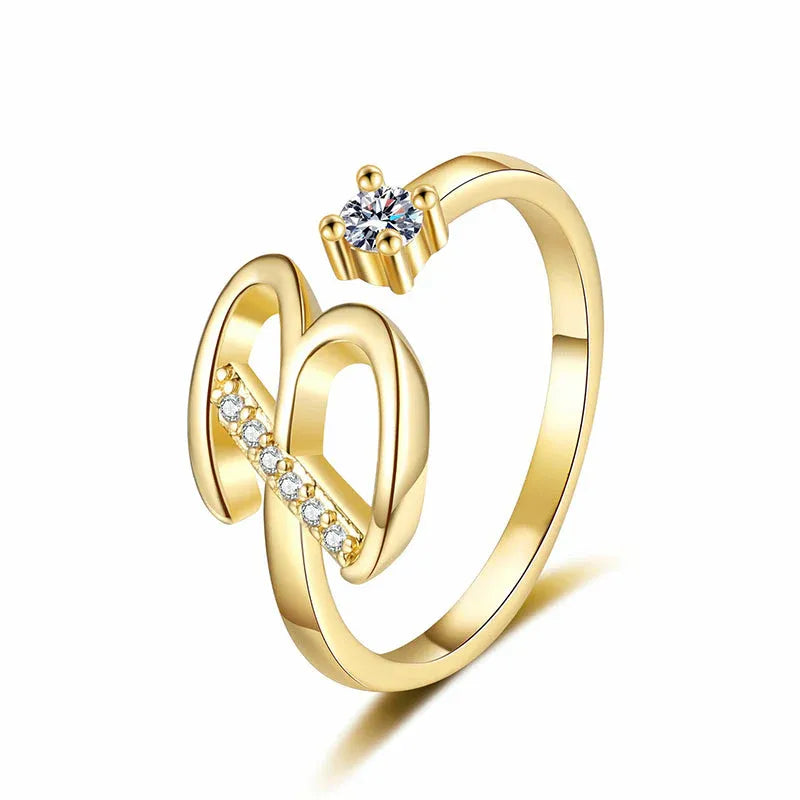 ⏰Limited-time💍Adjustable Sparkle Initial Ring for Women