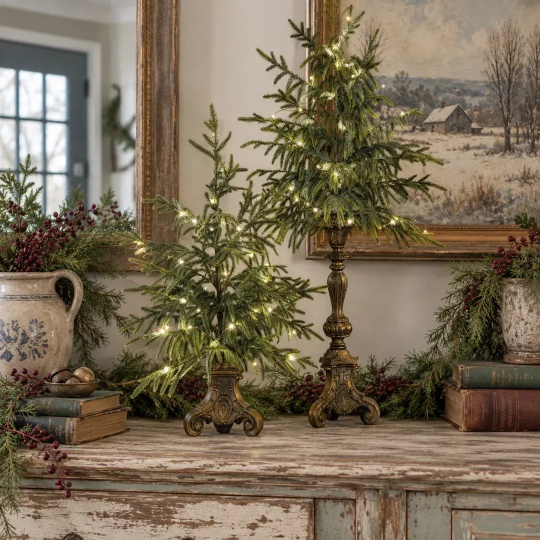 🌲✨Vintage Lighted Norfolk Pine Trees