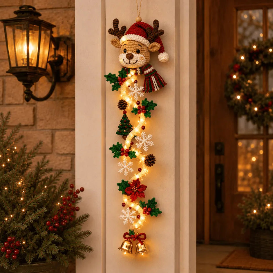 🎄🎅 Light-Up Christmas Door Hanger | 6 festive illuminated designs casting a warm glow, featuring 3D details and a space-saving vertical profile ✨