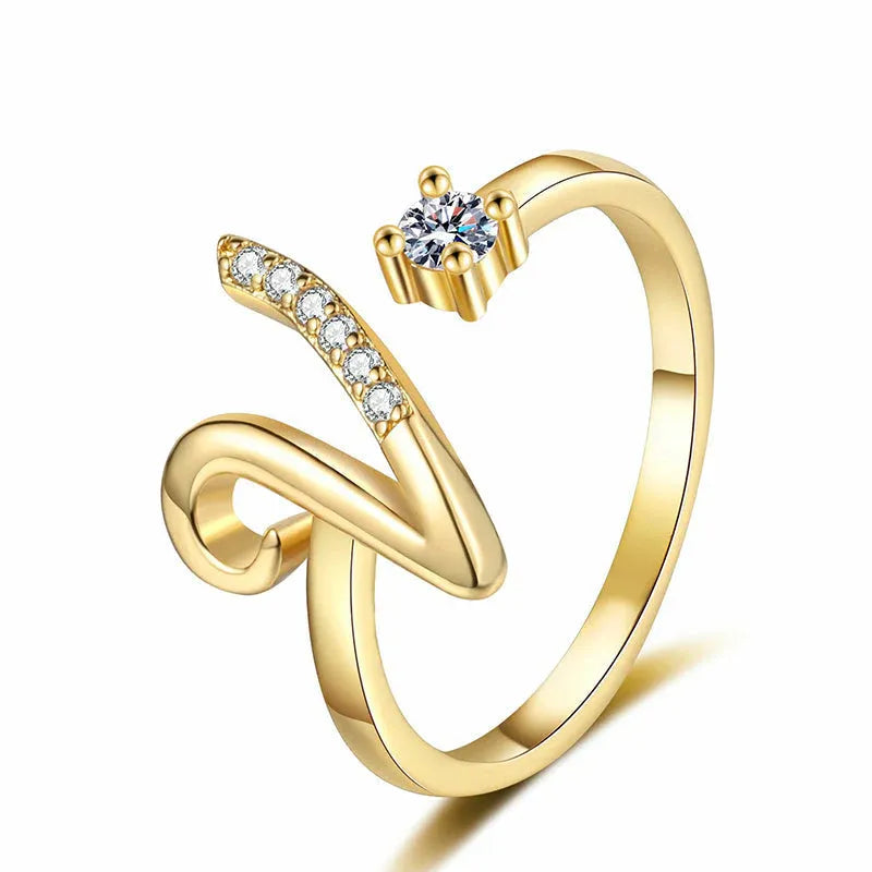 ⏰Limited-time💍Adjustable Sparkle Initial Ring for Women