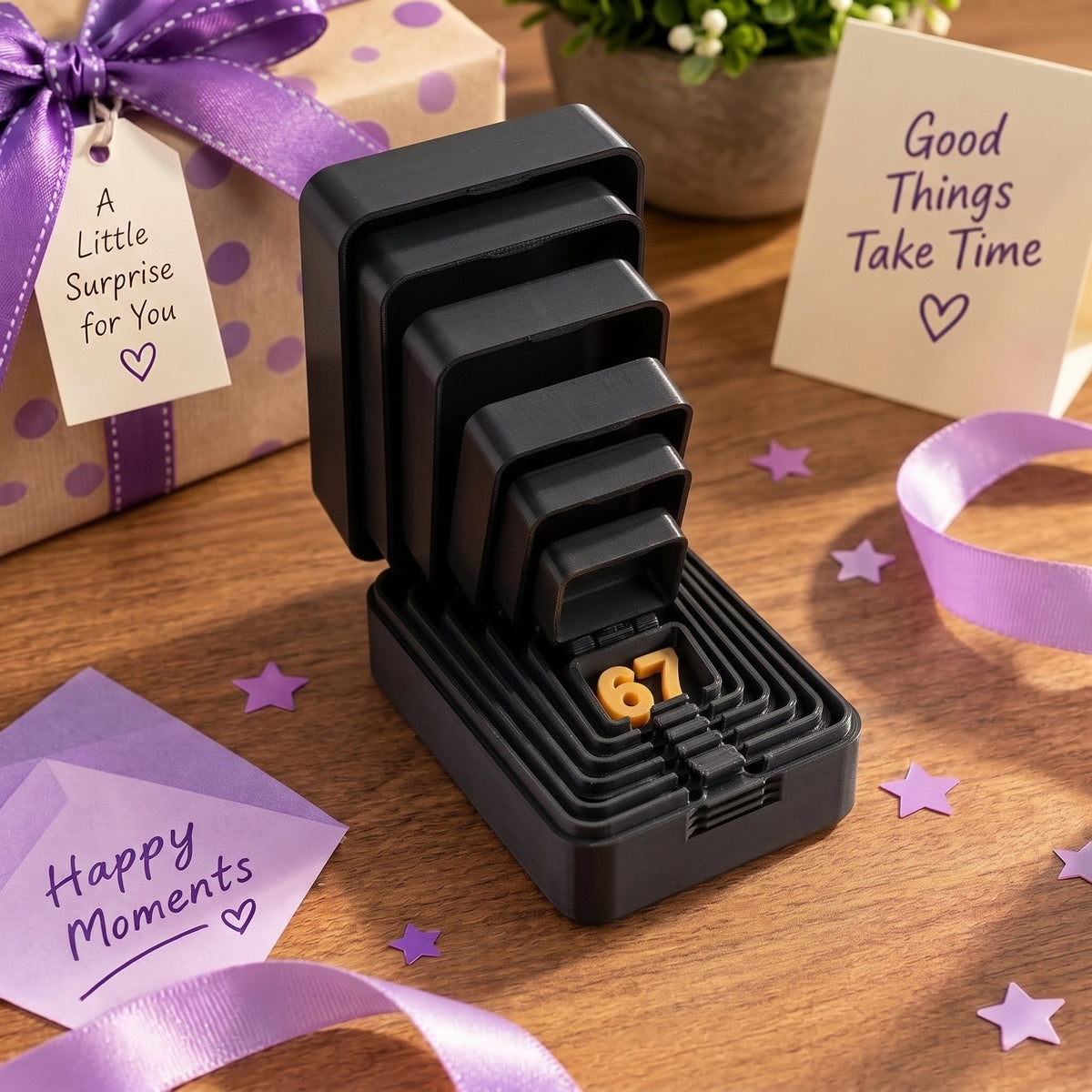 🎁 6-Layer Nesting Prank Gift Box | Pick Your Surprise: Middle Finger, Spider or Number 67
