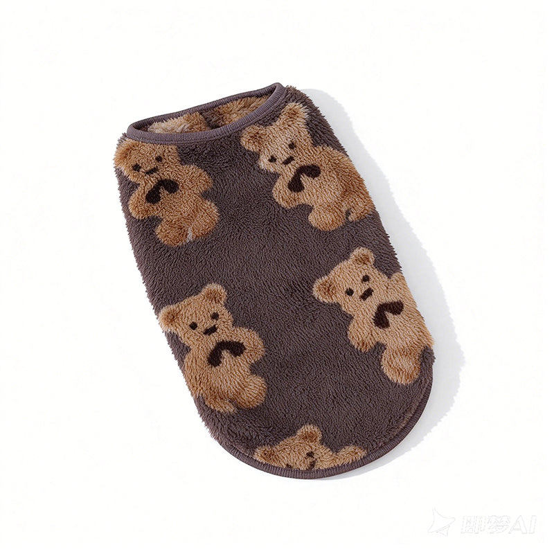 🐶 50% Off for a Limited Time! ✨ Cute Fleece-Lined Pet Vest — Warm, Stretchy, and Featuring a Bear Pattern 🧸