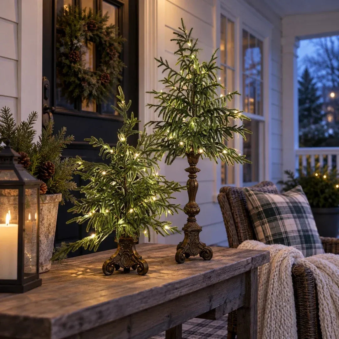 🌲✨Vintage Lighted Norfolk Pine Trees