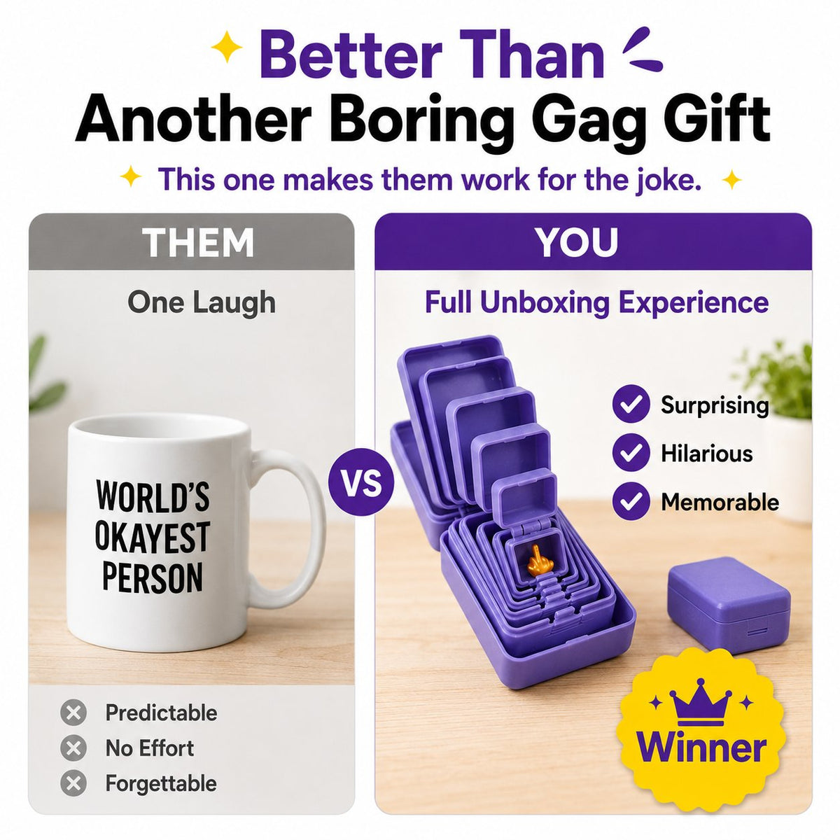 🎁 6-Layer Nesting Prank Gift Box | Pick Your Surprise: Middle Finger, Spider or Number 67