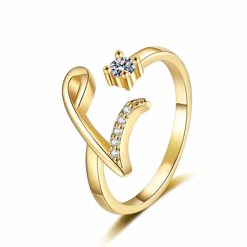 ⏰Limited-time💍Adjustable Sparkle Initial Ring for Women