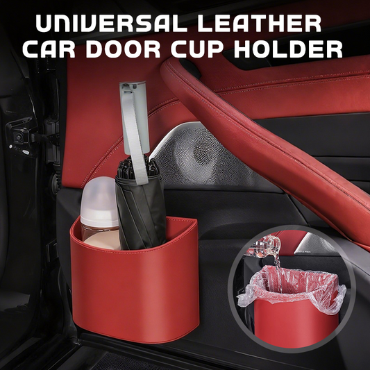 🥳BIG SALE 2026🥳💞Over 50,000 sold!🚗🧺 50% OFF! Leather cup holder for car door – Wide opening, easy to reach drinks and phone. Secure attachment with clip. PU leather, durable and stylish. 🛡️
