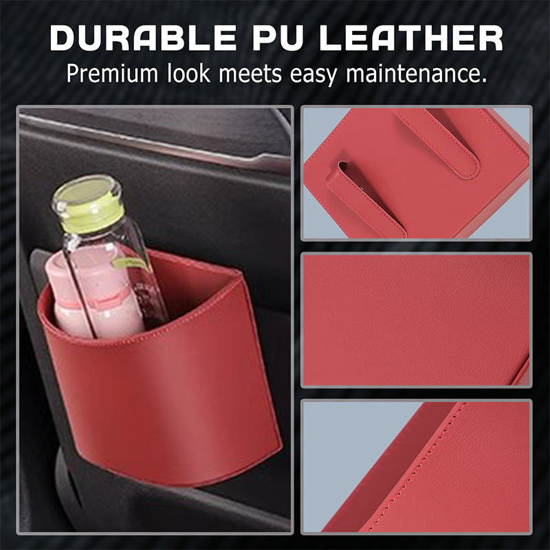 🥳BIG SALE 2026🥳💞Over 50,000 sold!🚗🧺 50% OFF! Leather cup holder for car door – Wide opening, easy to reach drinks and phone. Secure attachment with clip. PU leather, durable and stylish. 🛡️