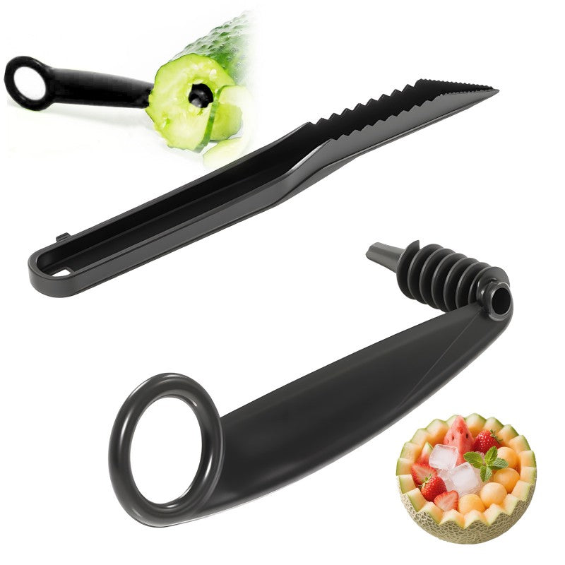 Spiral and V-Shaped Tool Duo for Fruit Decoration