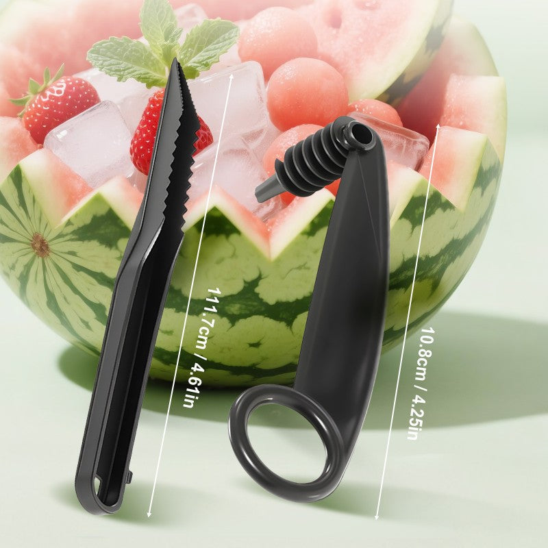 Spiral and V-Shaped Tool Duo for Fruit Decoration