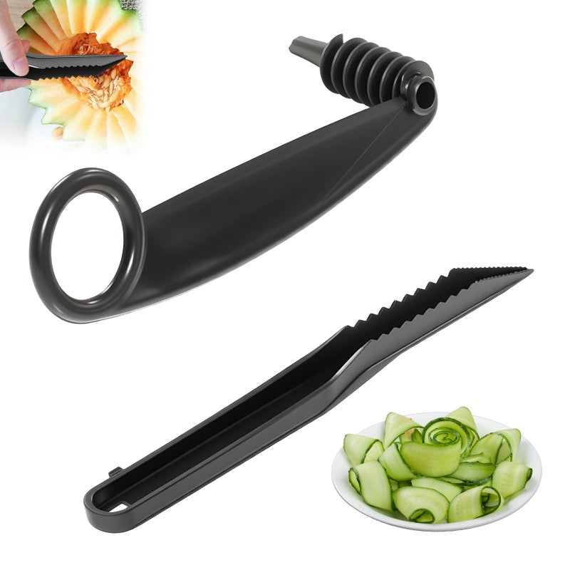 Spiral and V-Shaped Tool Duo for Fruit Decoration