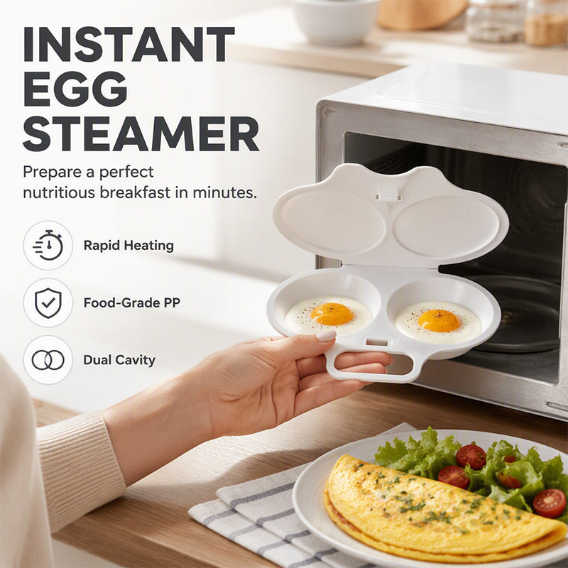 🎁🥚 Perfect Poached Eggs in 2 Mins – No Oil, No Explosion. Microwave Egg Cooker with Splash-Proof Lid.