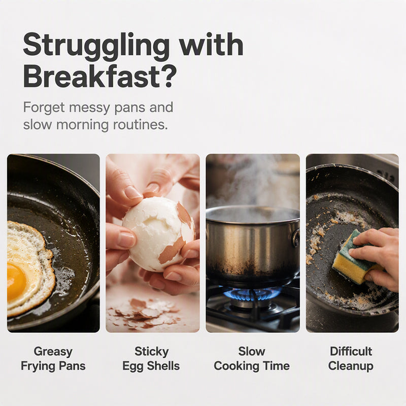 🎁🥚 Perfect Poached Eggs in 2 Mins – No Oil, No Explosion. Microwave Egg Cooker with Splash-Proof Lid.