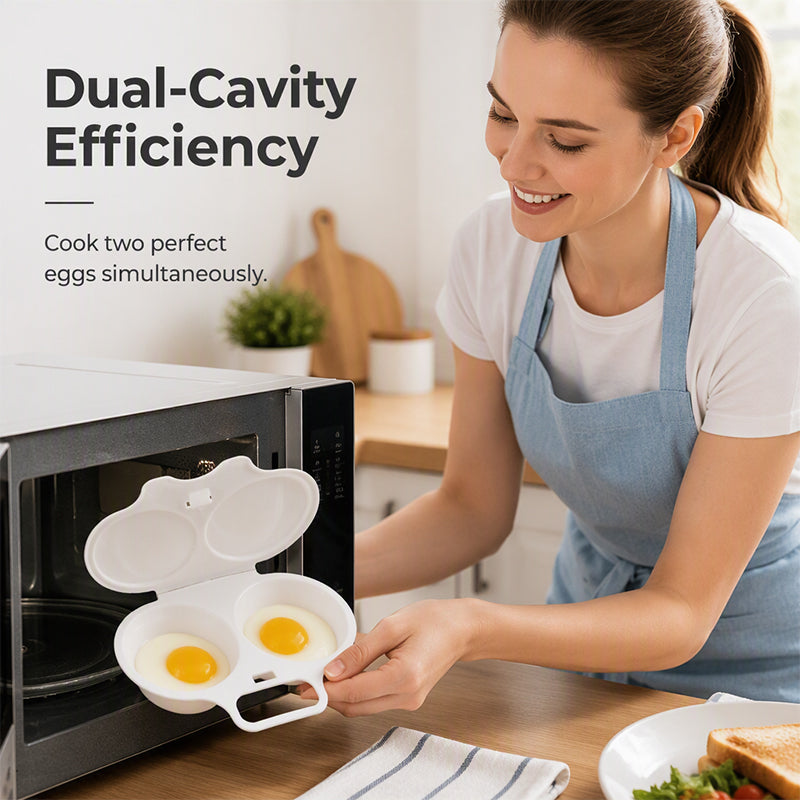 🎁🥚 Perfect Poached Eggs in 2 Mins – No Oil, No Explosion. Microwave Egg Cooker with Splash-Proof Lid.