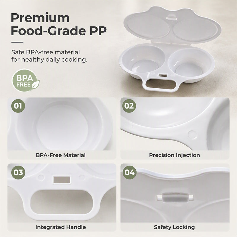 🎁🥚 Perfect Poached Eggs in 2 Mins – No Oil, No Explosion. Microwave Egg Cooker with Splash-Proof Lid.