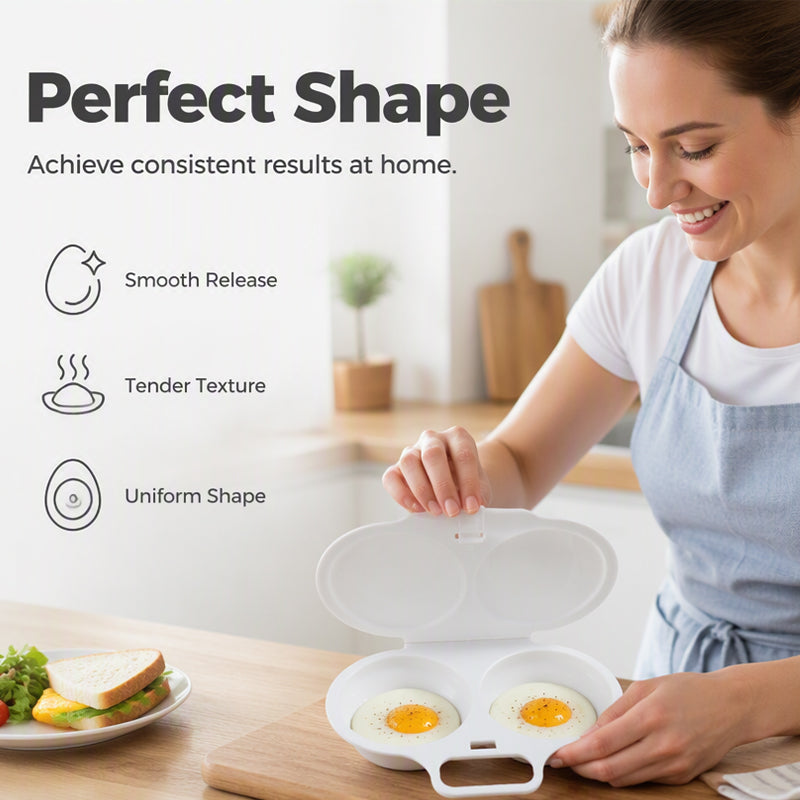 🎁🥚 Perfect Poached Eggs in 2 Mins – No Oil, No Explosion. Microwave Egg Cooker with Splash-Proof Lid.
